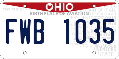 OH license plate FWB1035