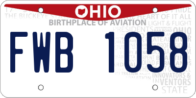 OH license plate FWB1058