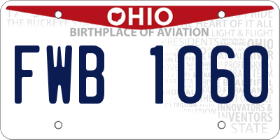 OH license plate FWB1060