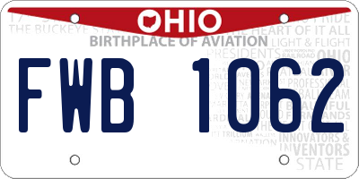 OH license plate FWB1062