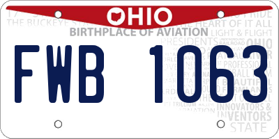 OH license plate FWB1063