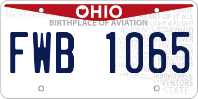 OH license plate FWB1065