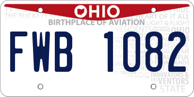 OH license plate FWB1082