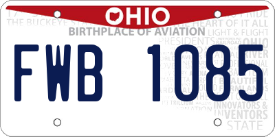 OH license plate FWB1085