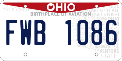 OH license plate FWB1086