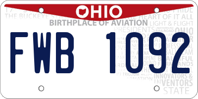 OH license plate FWB1092