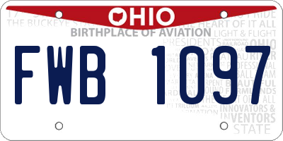 OH license plate FWB1097