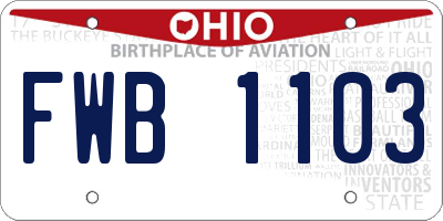 OH license plate FWB1103