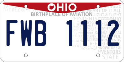 OH license plate FWB1112