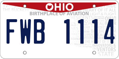 OH license plate FWB1114