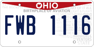 OH license plate FWB1116