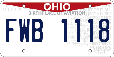 OH license plate FWB1118