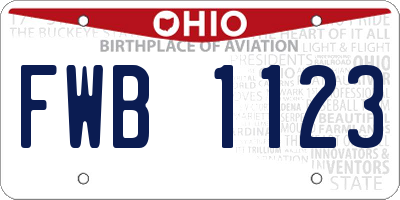 OH license plate FWB1123