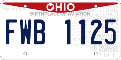 OH license plate FWB1125