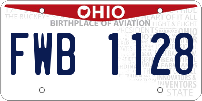 OH license plate FWB1128