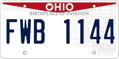 OH license plate FWB1144