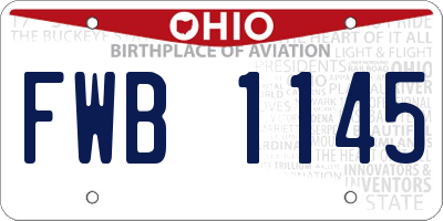 OH license plate FWB1145