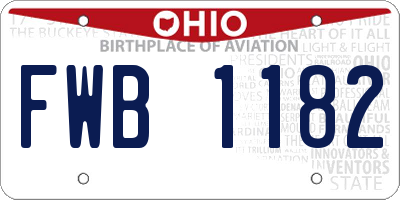 OH license plate FWB1182