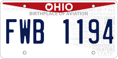 OH license plate FWB1194