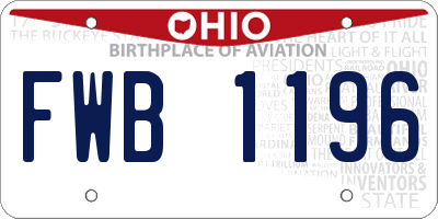 OH license plate FWB1196