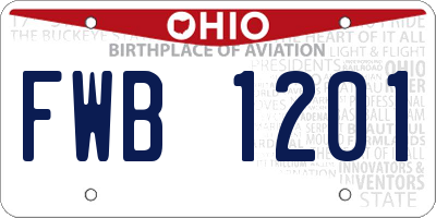 OH license plate FWB1201