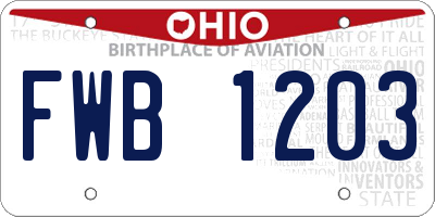 OH license plate FWB1203