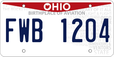 OH license plate FWB1204