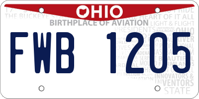 OH license plate FWB1205