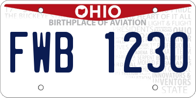 OH license plate FWB1230