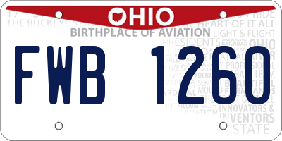 OH license plate FWB1260