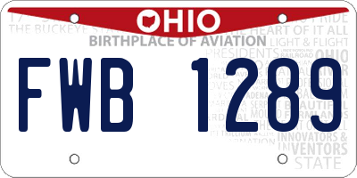 OH license plate FWB1289