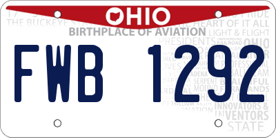 OH license plate FWB1292