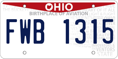 OH license plate FWB1315