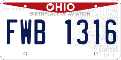 OH license plate FWB1316