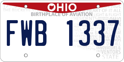 OH license plate FWB1337