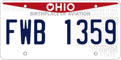 OH license plate FWB1359