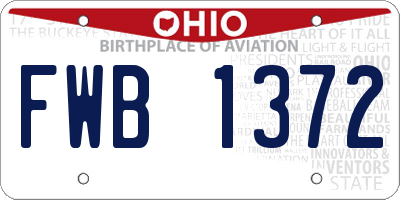 OH license plate FWB1372