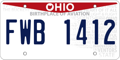 OH license plate FWB1412