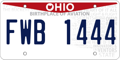 OH license plate FWB1444