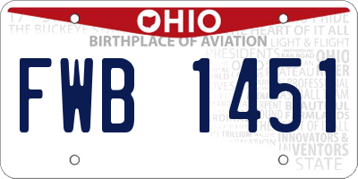 OH license plate FWB1451