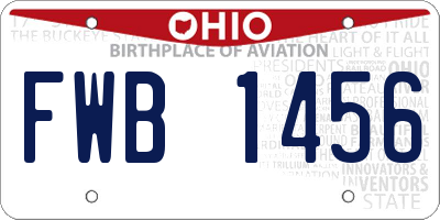 OH license plate FWB1456