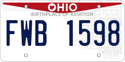 OH license plate FWB1598