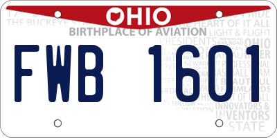 OH license plate FWB1601