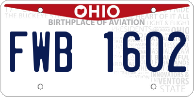 OH license plate FWB1602