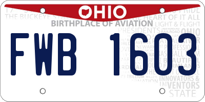 OH license plate FWB1603