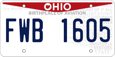 OH license plate FWB1605