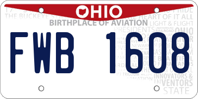 OH license plate FWB1608