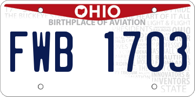 OH license plate FWB1703