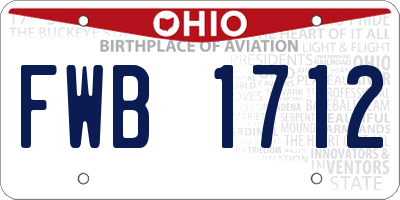 OH license plate FWB1712