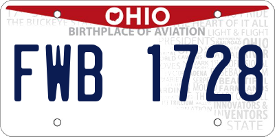 OH license plate FWB1728